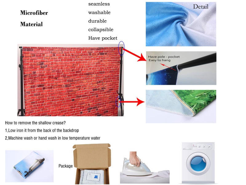 Kate Rustic White Painted Brick Wall Wood Door Photography Backdrops 10x10ft Spring Green Grass and Flowers Photo Backgrounds Baby Shower Backdrop Photoshoot Props - Image 5